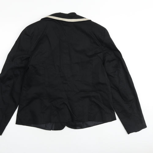 ZETA Womens Black Jacket Blazer Size 12 Button - Contrasting Trim