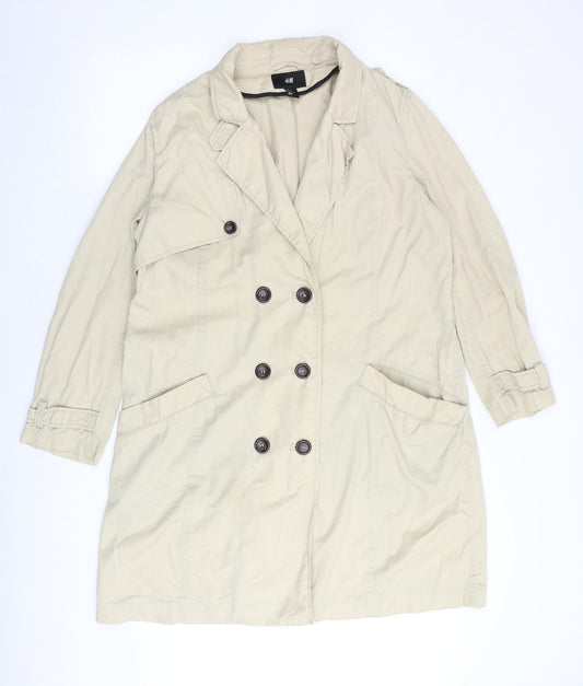 H&M Womens Beige Trench Coat Coat Size 16 Button