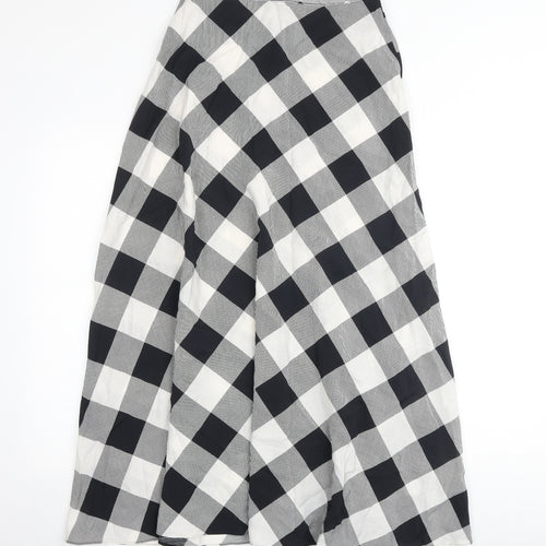 Marks and Spencer Womens Multicoloured Check Viscose Swing Skirt Size 8 Zip