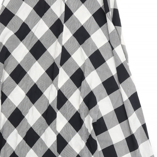 Marks and Spencer Womens Multicoloured Check Viscose Swing Skirt Size 10 Zip