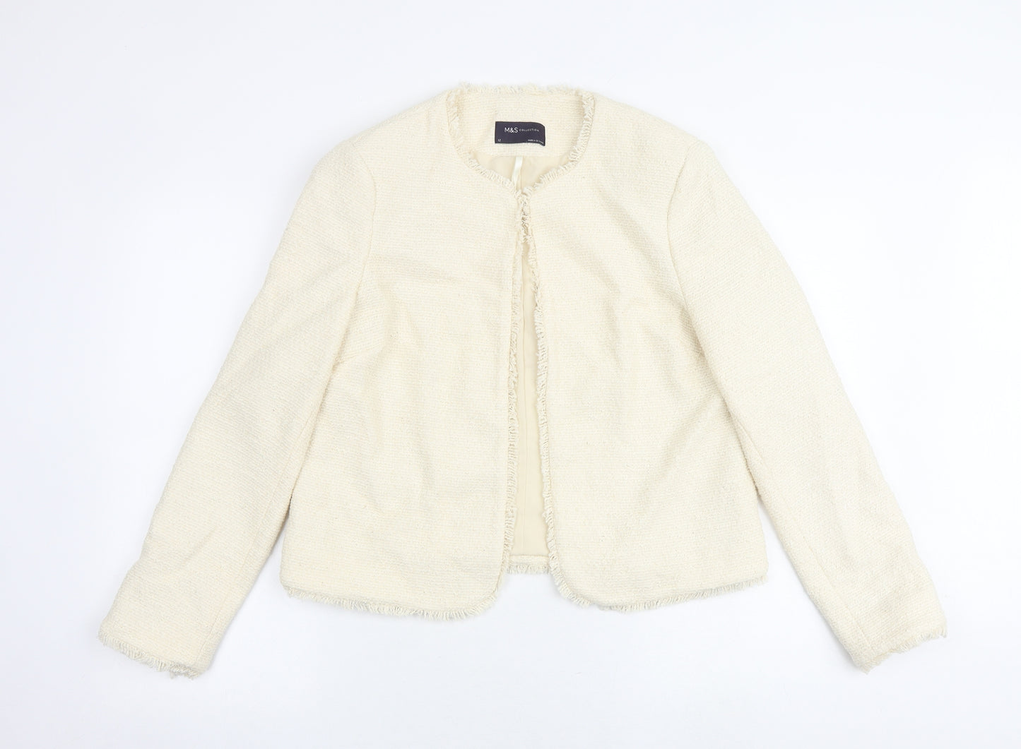 Marks and Spencer Womens Ivory Jacket Blazer Size 10 Hook & Loop