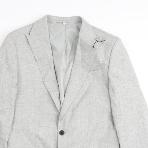Marks and Spencer Mens Grey Flax Jacket Suit Jacket Size 38 Regular