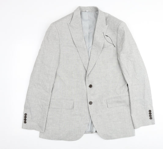 Marks and Spencer Mens Grey Flax Jacket Suit Jacket Size 40 Regular