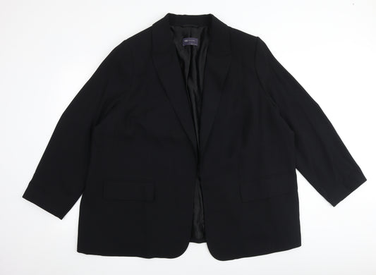Marks and Spencer Womens Black Polyester Jacket Blazer Size 24 - Open Style