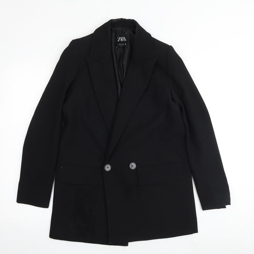 Zara Womens Black Polyester Jacket Suit Jacket Size S