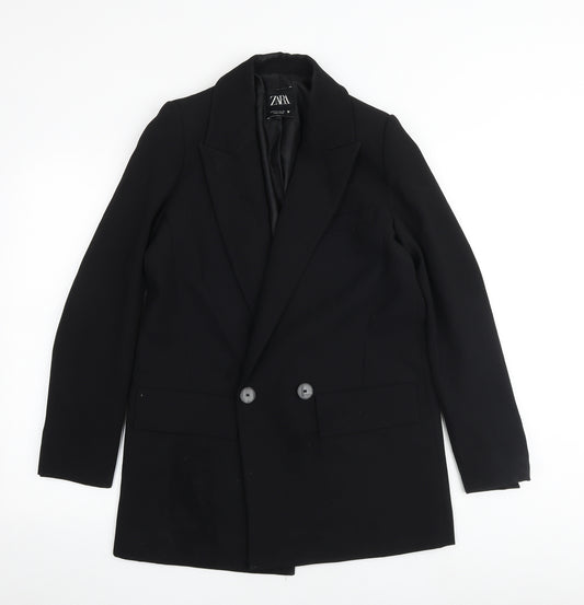 Zara Womens Black Polyester Jacket Suit Jacket Size S