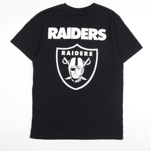 Raiders Mens Black Cotton T-Shirt Size L Crew Neck