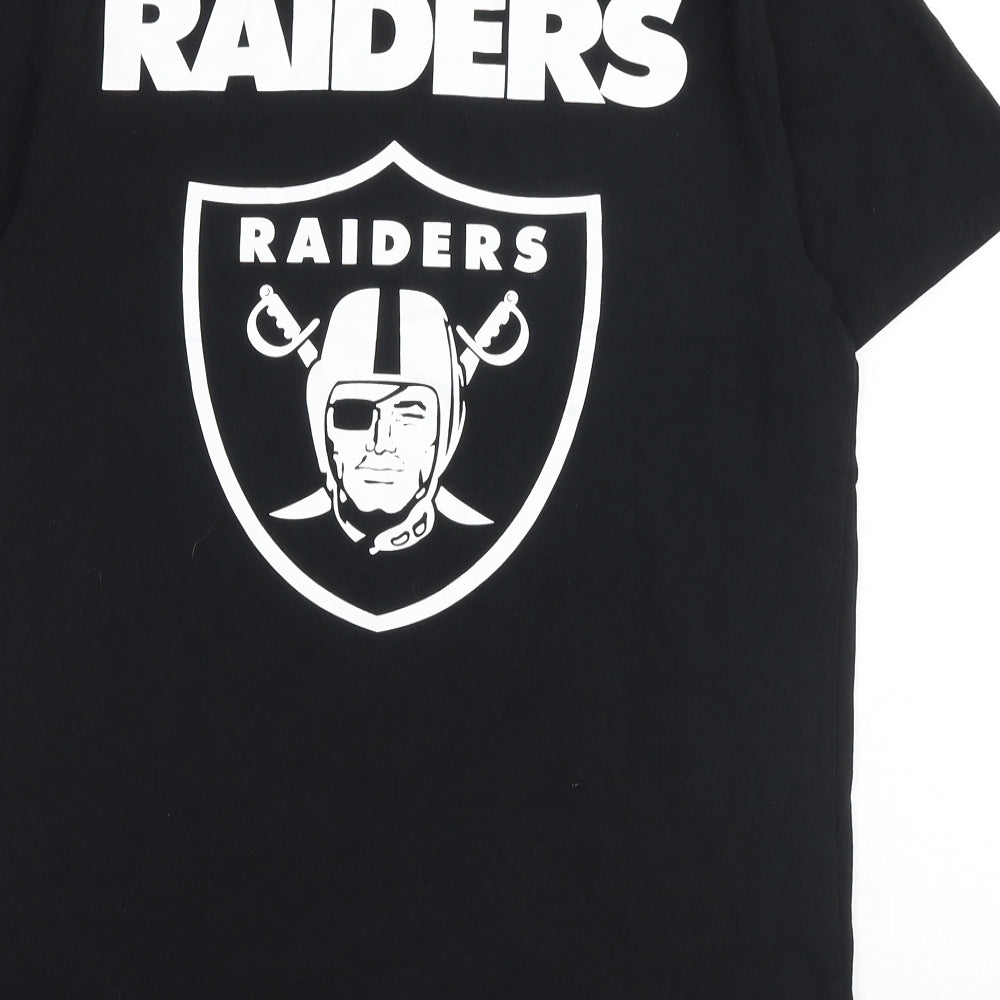 Raiders Mens Black Cotton T-Shirt Size L Crew Neck