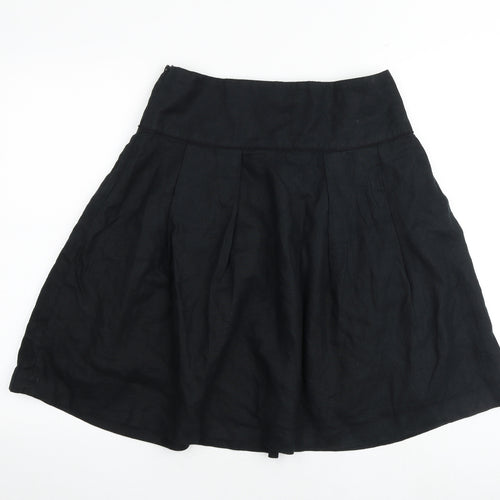 Gap Womens Black Linen Swing Skirt Size 10 Zip