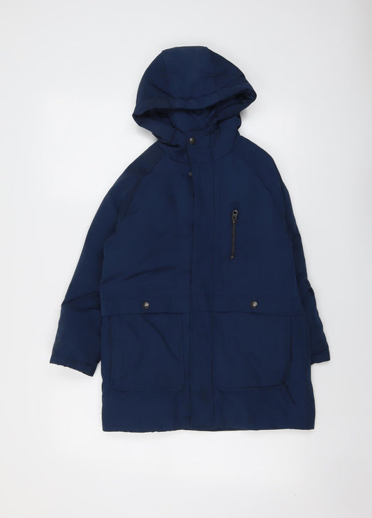 Zara Boys Blue Parka Coat Size 8 Years Zip