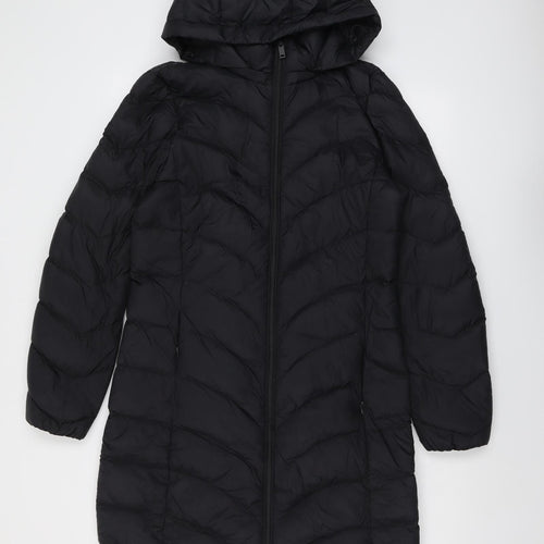 Marks and Spencer Womens Black Quilted Coat Size 10 Zip