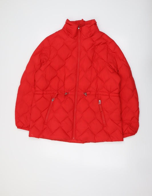 Marks and Spencer Womens Red Quilted Jacket Size 16 Zip