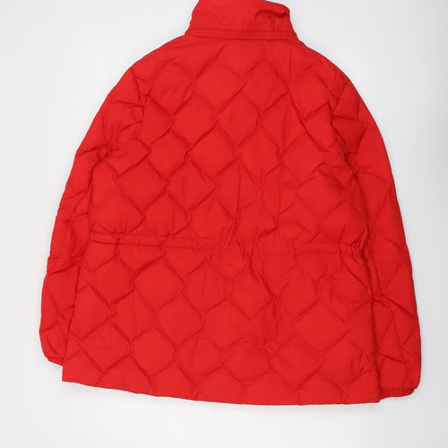 Marks and Spencer Womens Red Quilted Jacket Size 16 Zip