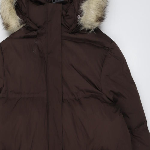 Marks and Spencer Womens Brown Quilted Coat Size 20 Zip