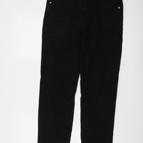 Marks and Spencer Womens Black Cotton Straight Jeans Size 12 L27 in Regular Button
