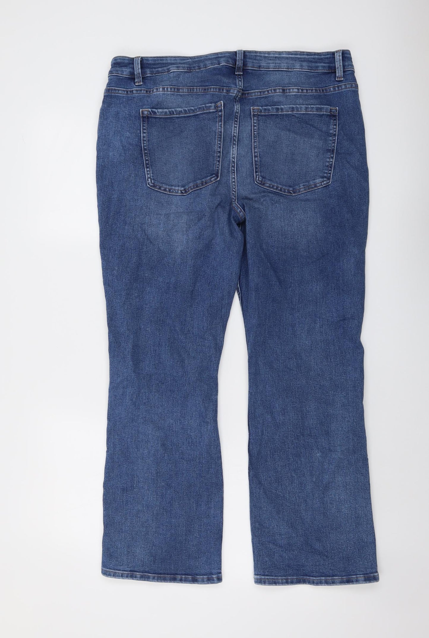 Marks and Spencer Womens Blue Cotton Bootcut Jeans Size 18 L27 in Regular Button