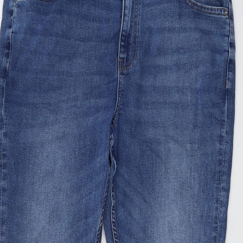 Marks and Spencer Womens Blue Cotton Bootcut Jeans Size 18 L27 in Regular Button