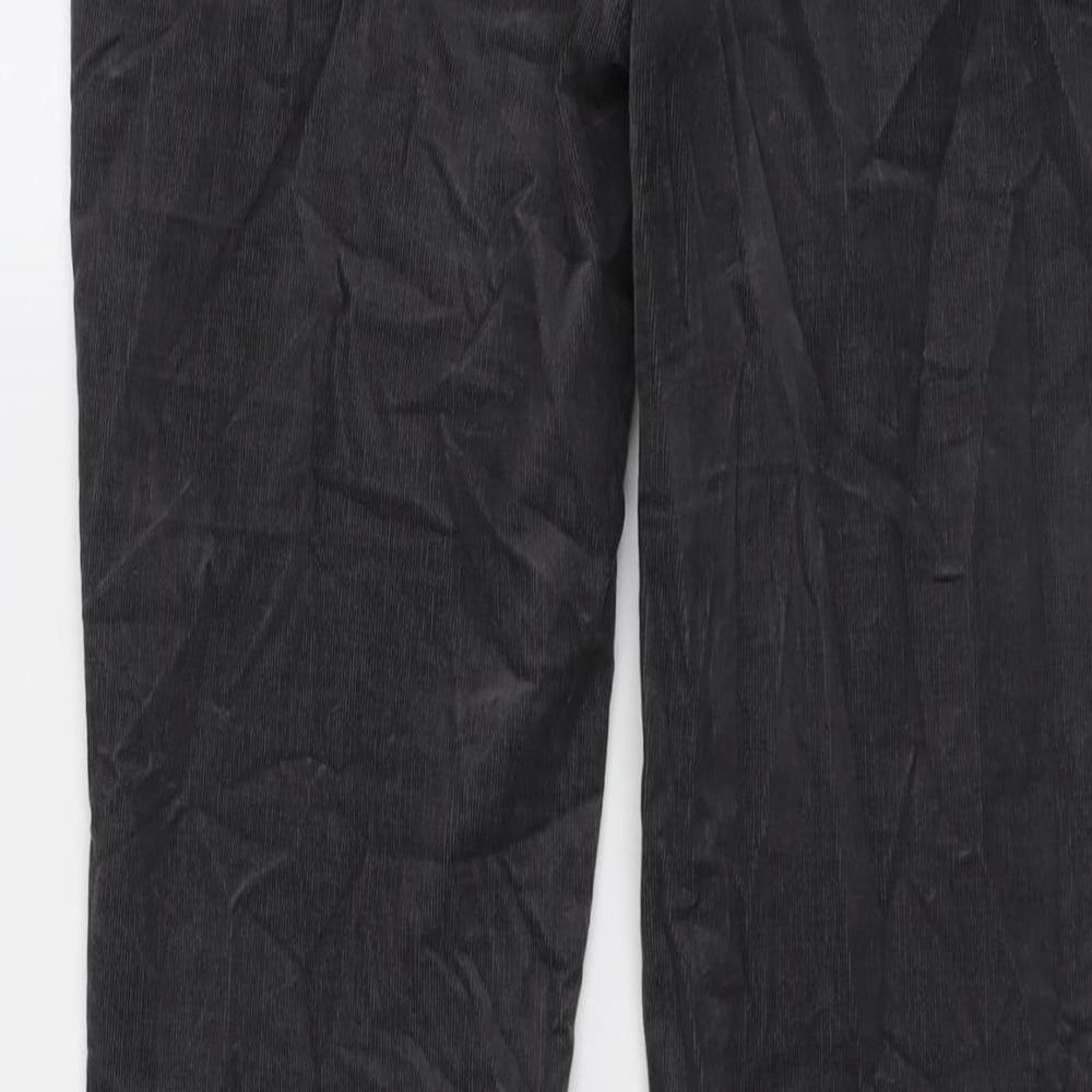 Marks and Spencer Womens Grey Cotton Trousers Size 14 L27 in Regular Button