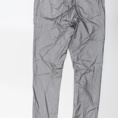 Marks and Spencer Womens Silver Viscose Trousers Size 10 L28 in Regular Button