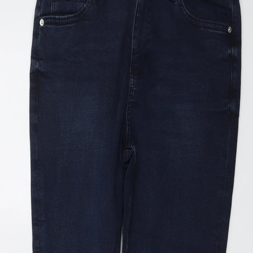 Marks and Spencer Womens Blue Cotton Skinny Jeans Size 12 L26 in Regular Button