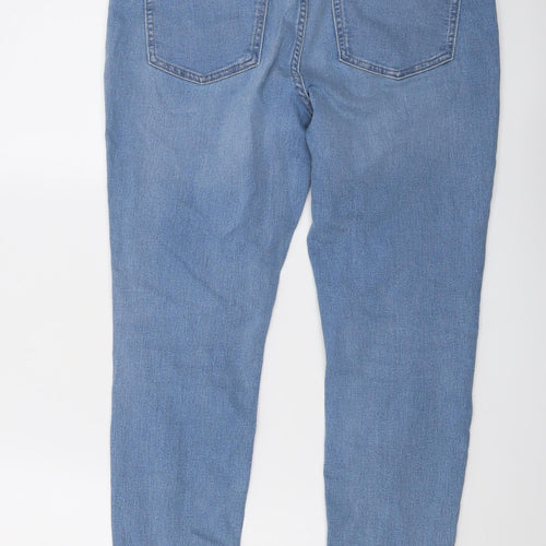 Marks and Spencer Womens Blue Cotton Skinny Jeans Size 12 L25 in Regular Button