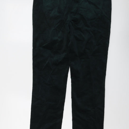 Marks and Spencer Womens Green Cotton Trousers Size 14 L28 in Regular Button