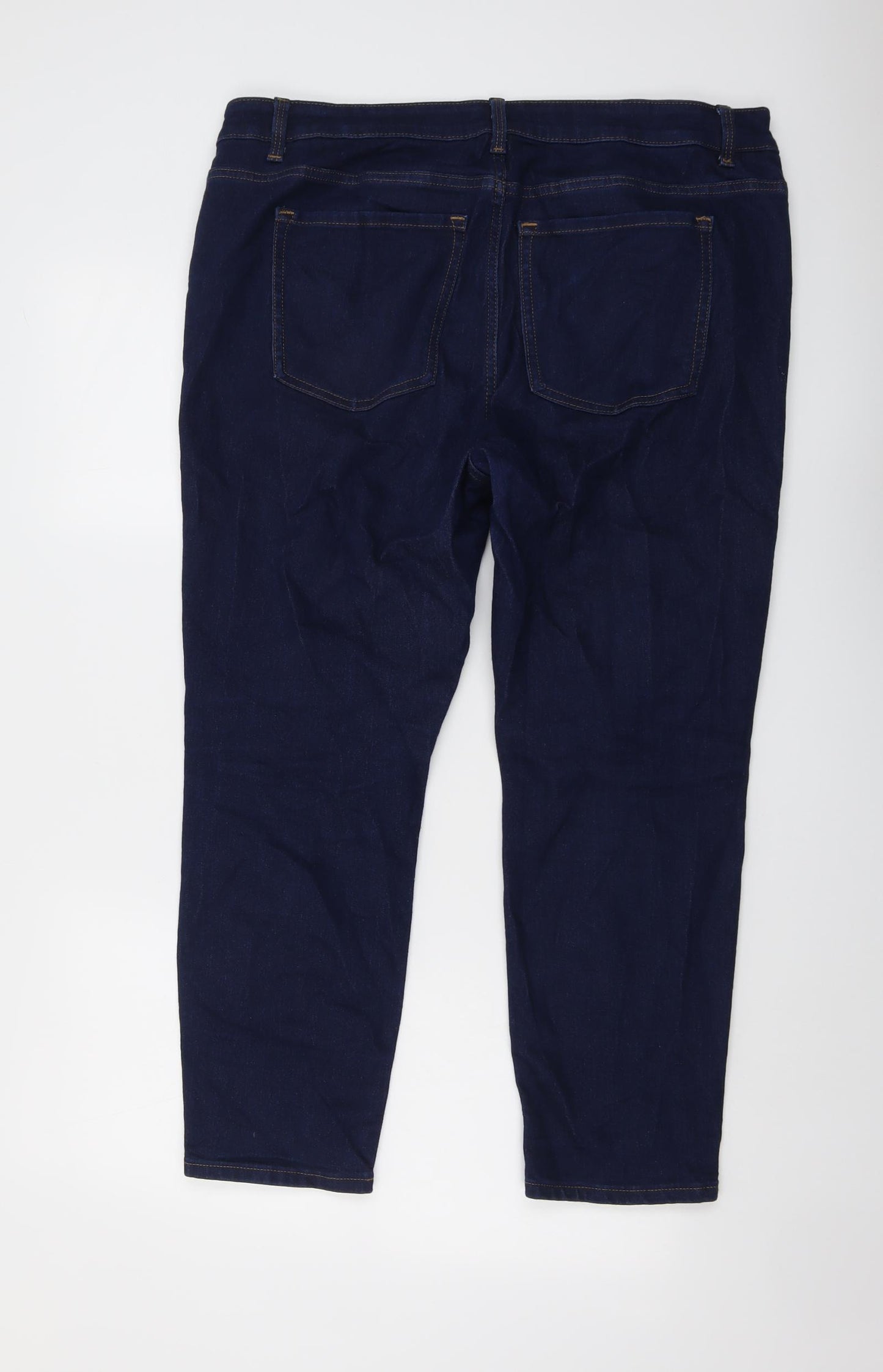 Marks and Spencer Womens Blue Cotton Skinny Jeans Size 18 L26 in Slim Button