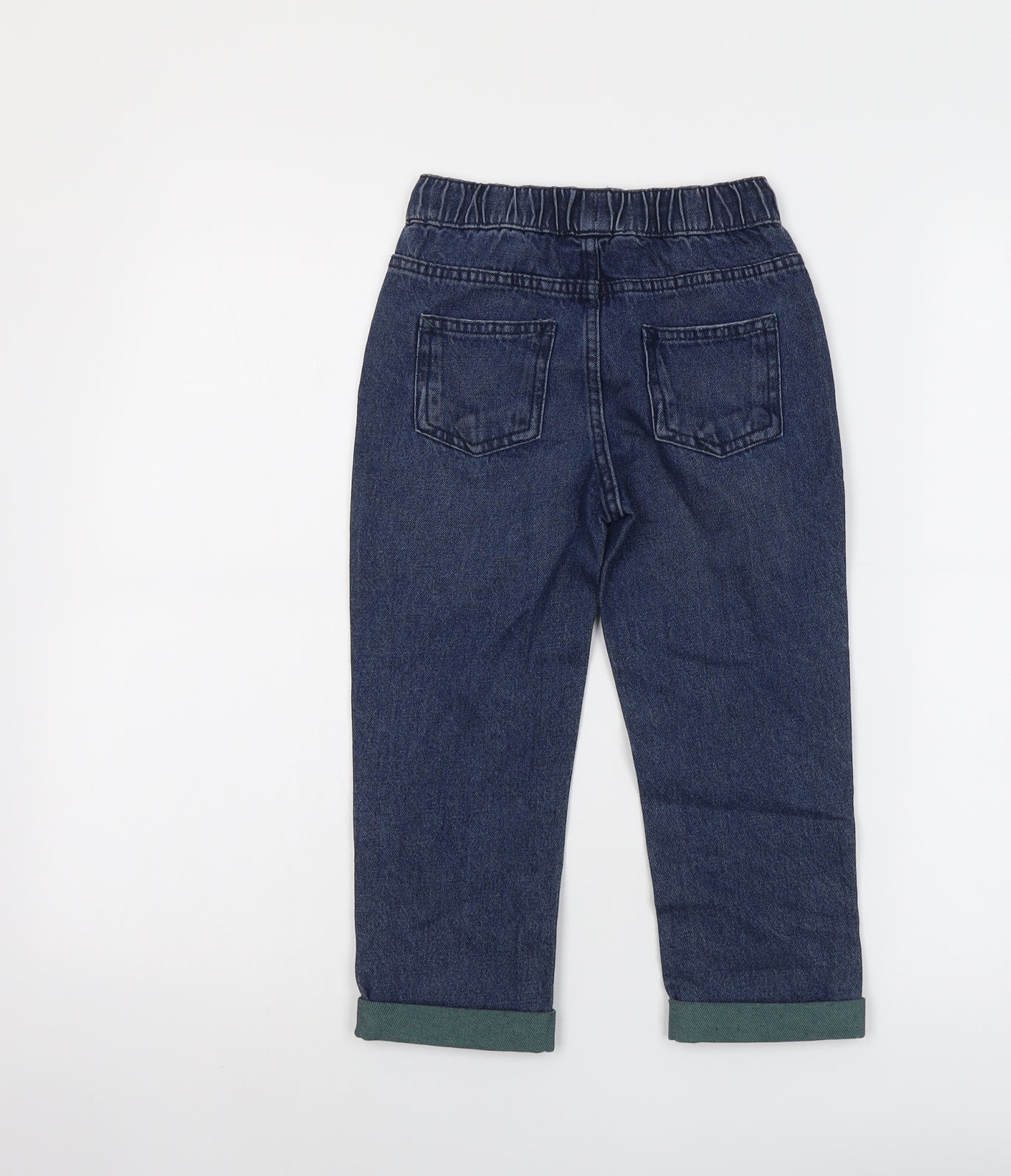 Marks and Spencer Boys Blue Cotton Straight Jeans Size 4-5 Years Regular Drawstring
