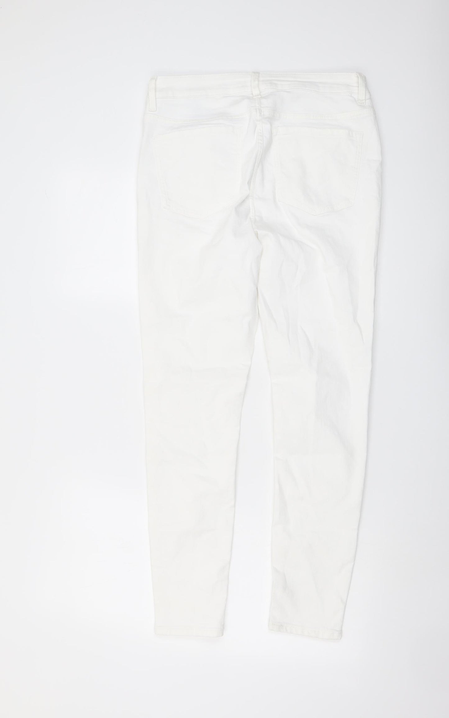 Marks and Spencer Womens White Cotton Skinny Jeans Size 12 L28 in Regular Button