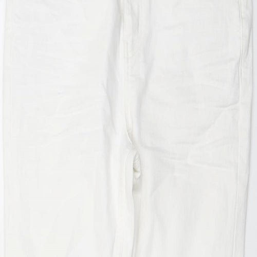 Marks and Spencer Womens White Cotton Skinny Jeans Size 12 L28 in Regular Button