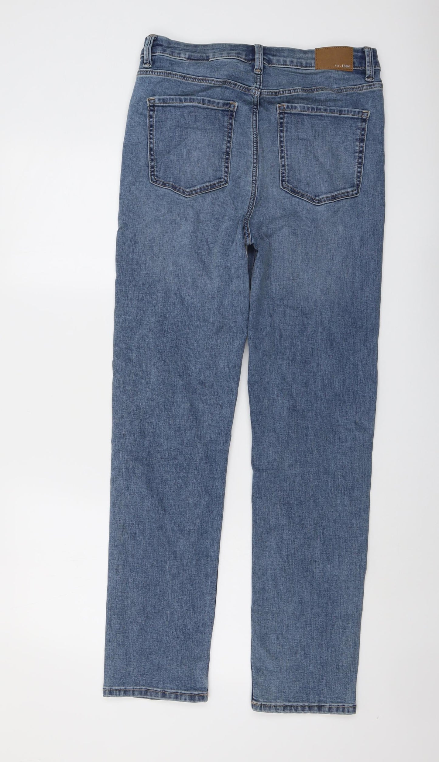 Marks and Spencer Womens Blue Cotton Skinny Jeans Size 12 L29 in Regular Button
