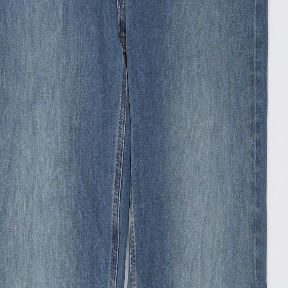 Marks and Spencer Womens Blue Cotton Skinny Jeans Size 12 L32 in Regular Button