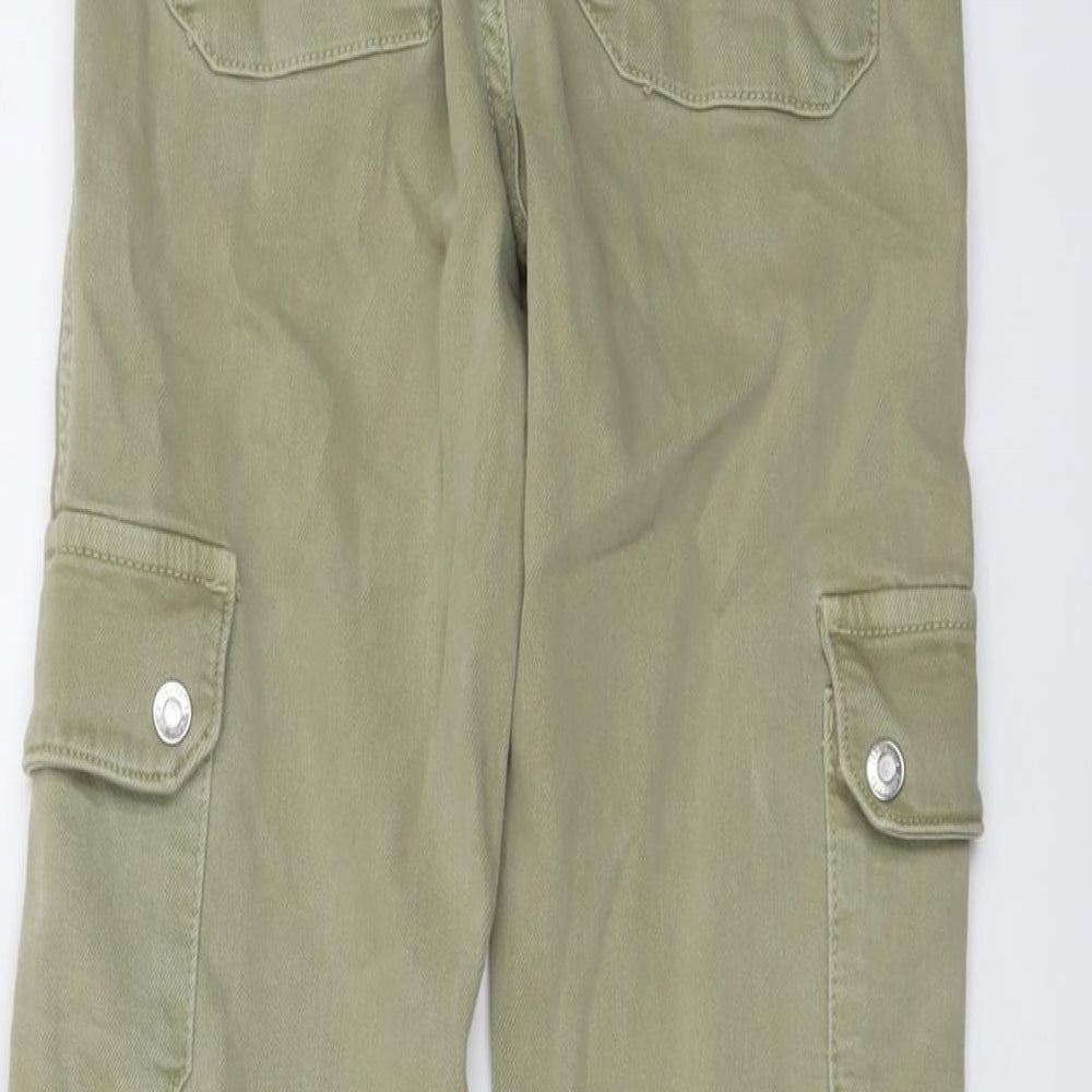 Zara Girls Green Cotton Bootcut Jeans Size 11-12 Years Regular Button - Cargo