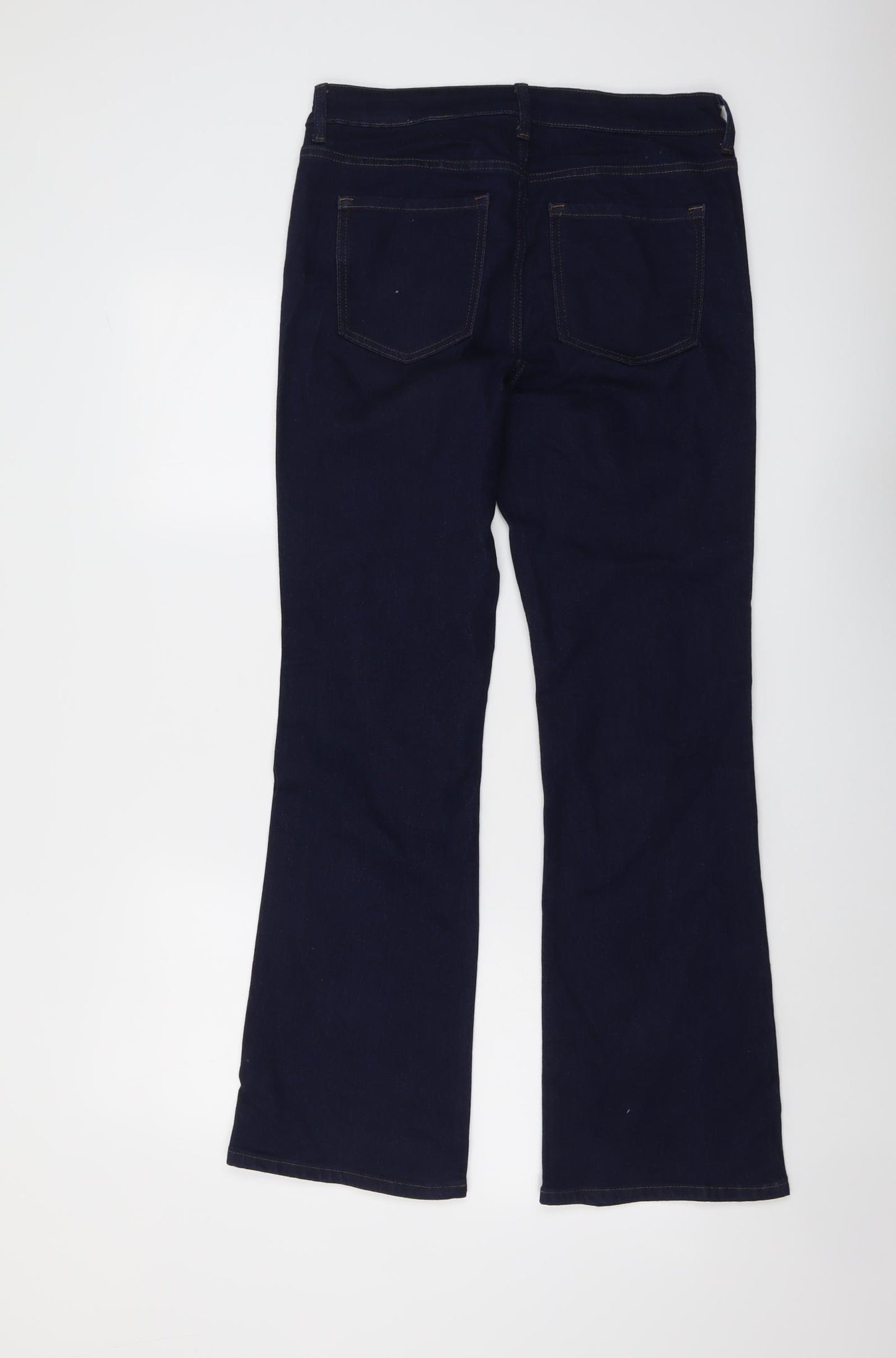 Marks and Spencer Womens Blue Cotton Bootcut Jeans Size 12 L29 in Regular Button
