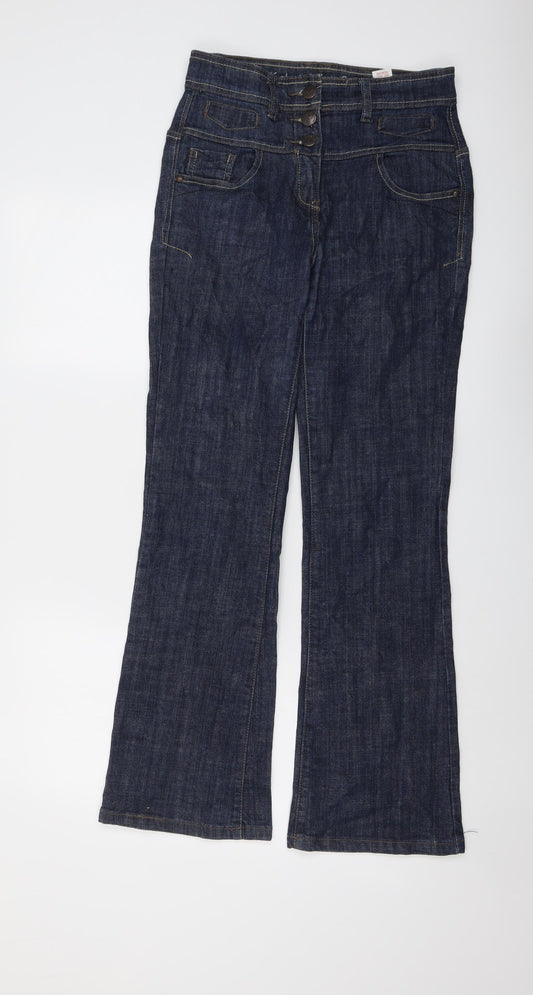 NEXT Womens Blue Cotton Bootcut Jeans Size 8 L30 in Regular Button