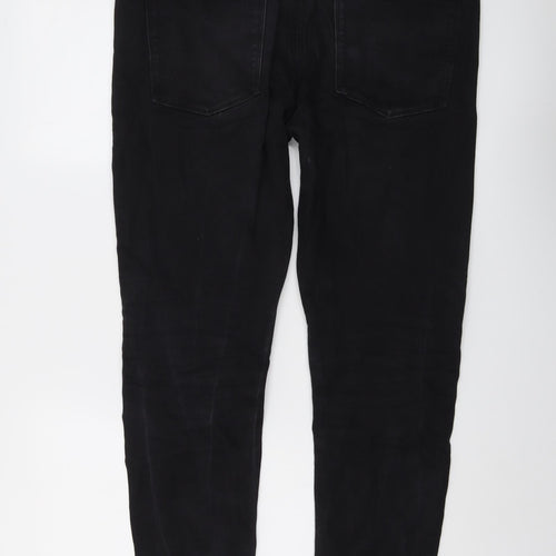 Marks and Spencer Mens Black Cotton Skinny Jeans Size 34 in L31 in Regular Button