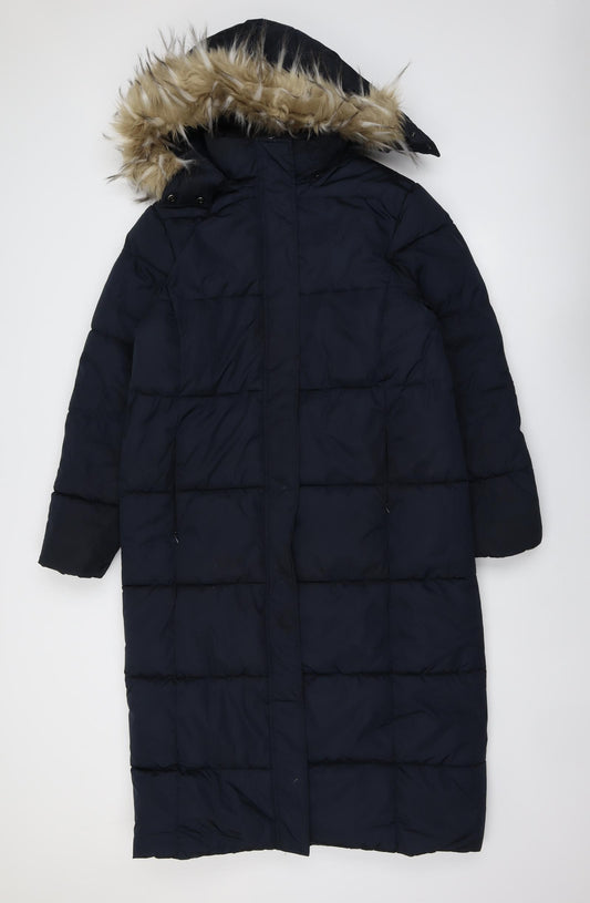 Crew Clothing Womens Blue Quilted Coat Size 12 Zip
