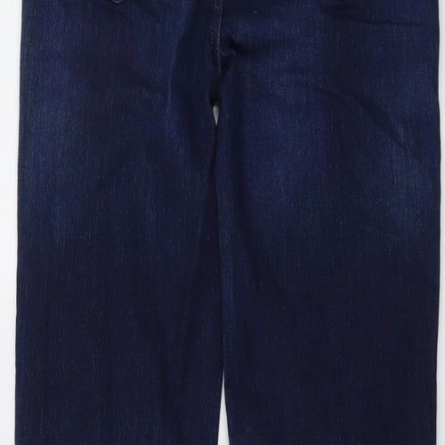 Marks and Spencer Womens Blue Cotton Straight Jeans Size 12 L32 in Regular Button