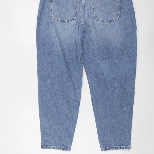 Marks and Spencer Womens Blue Cotton Mom Jeans Size 12 L25 in Regular Button