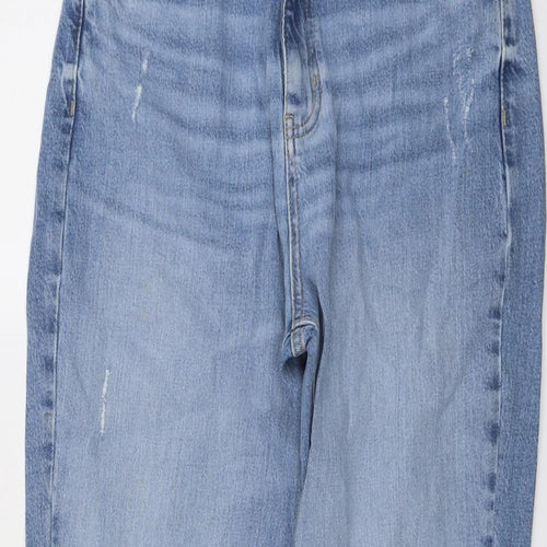 Marks and Spencer Womens Blue Cotton Mom Jeans Size 12 L25 in Regular Button
