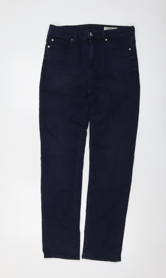 Marks and Spencer Womens Blue Cotton Straight Jeans Size 12 L30 in Regular Button
