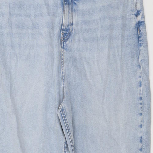 Marks and Spencer Womens Blue Cotton Mom Jeans Size 18 L29 in Regular Button