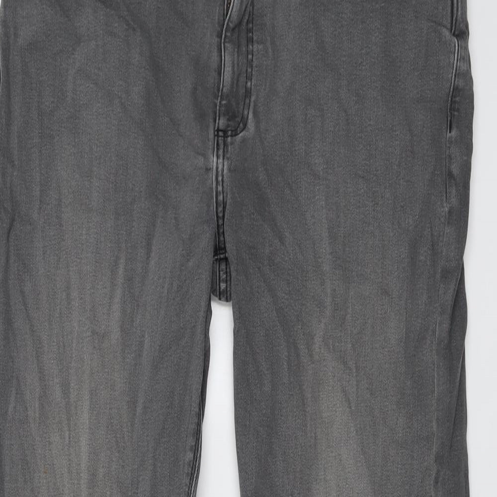 Marks and Spencer Mens Grey Cotton Straight Jeans Size 34 in L31 in Regular Button