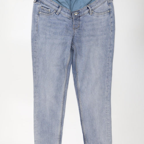 H&M Womens Blue Cotton Skinny Jeans Size M L26 in Regular Button