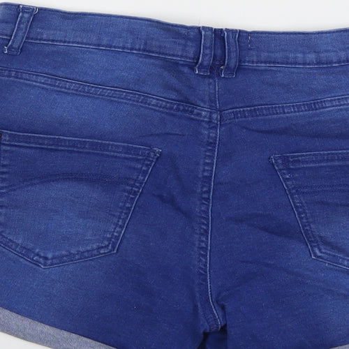 Dorothy Perkins Womens Blue Cotton Mom Shorts Size 12 L3 in Regular Button