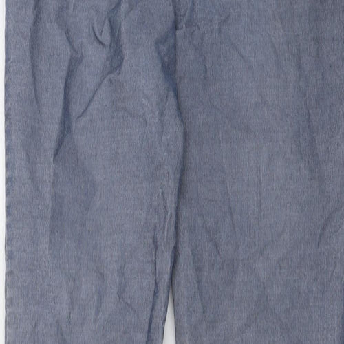NEXT Womens Blue Cotton Trousers Size 14 L31 in Regular Button