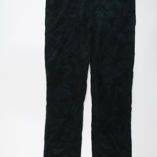 Marks and Spencer Womens Green Cotton Trousers Size 8 L30 in Regular Button