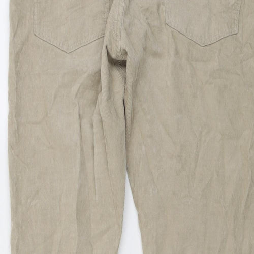 Marks and Spencer Mens Beige Cotton Trousers Size 38 in L29 in Slim Button