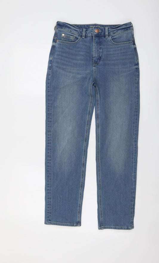 Marks and Spencer Womens Blue Cotton Straight Jeans Size 10 L27 in Regular Button
