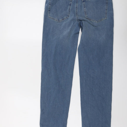 Marks and Spencer Womens Blue Cotton Straight Jeans Size 10 L27 in Regular Button